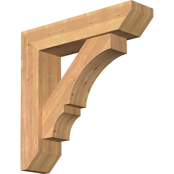 Ekena Millwork Balboa Slat Smooth Bracket w/ Offset Brace, Western Red Cedar, 7 1/2"W x 32"D x 32"H BKT0806X32X32BOA06SWR - main
